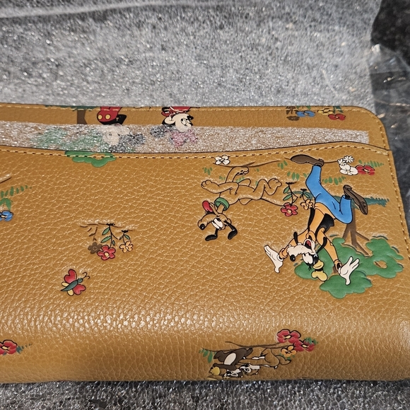 Coach x Disney Mickey & Friends Zip Wallet in Saddle - Picture 2 of 5